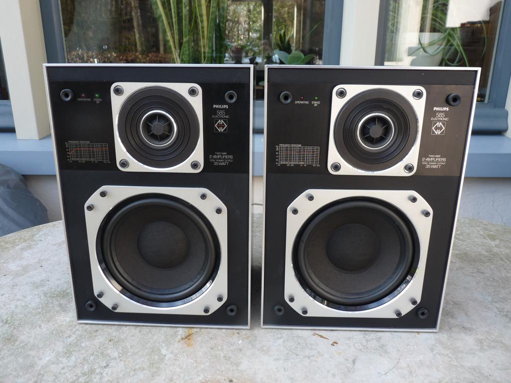 Philips MFB 585 Motional Feedback nette staat met garantie, Audio, Tv en Foto, Luidsprekers, Refurbished, Front, Rear of Stereo speakers