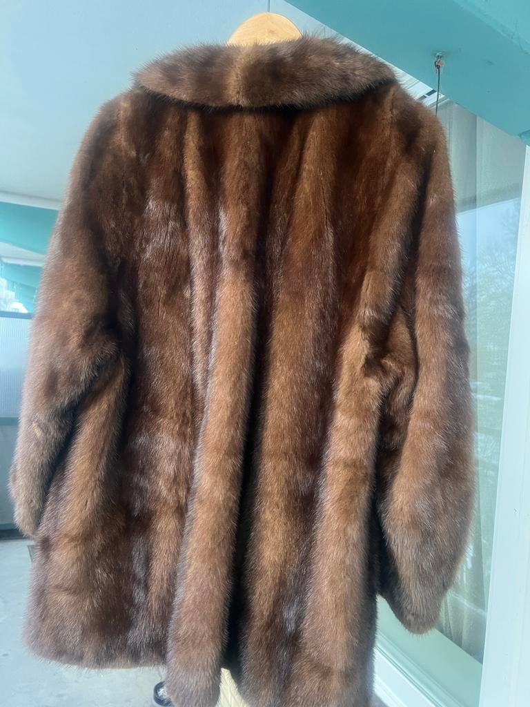 Vintage Mink/Nerts bontjas  - Maat XL - Bruin, Kleding | Dames, Jassen | Winter, Ophalen of Verzenden, Zo goed als nieuw, Maat 46/48 (XL) of groter