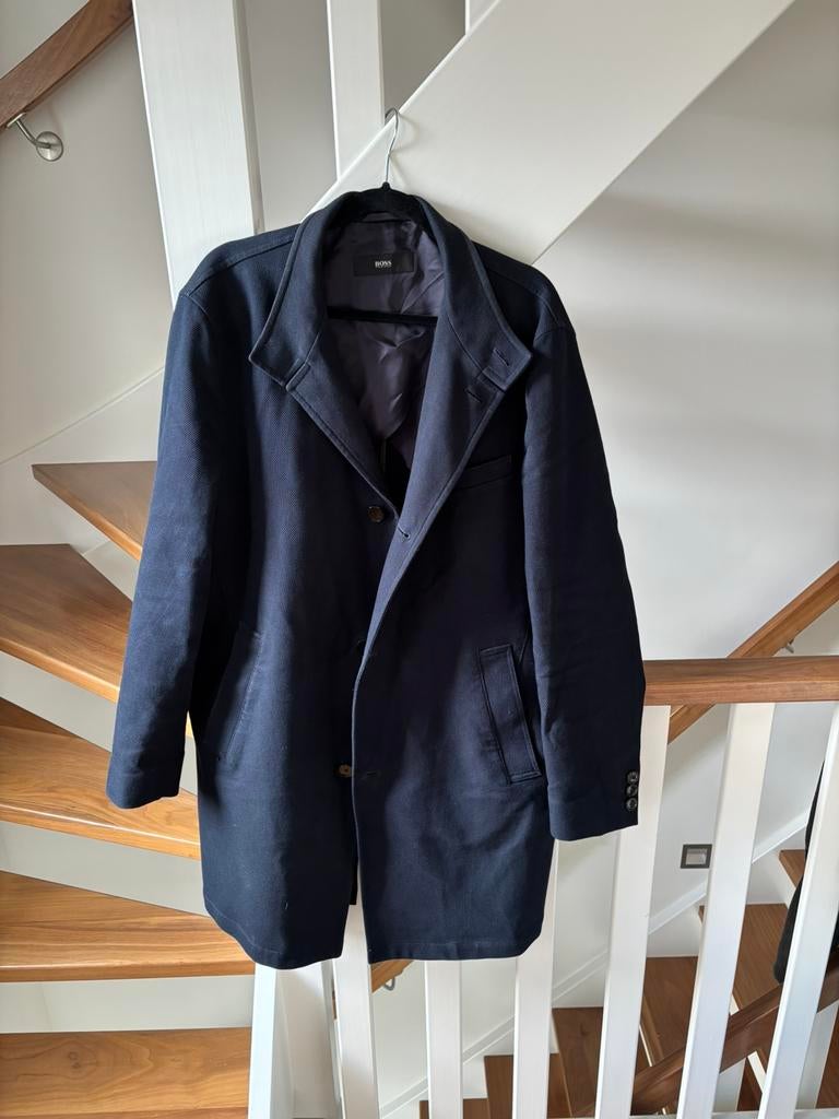 Hugo boss lange heren jas/heren mantel maat 54, Ophalen of Verzenden, Zo goed als nieuw, Maat 52/54 (L), Blauw
