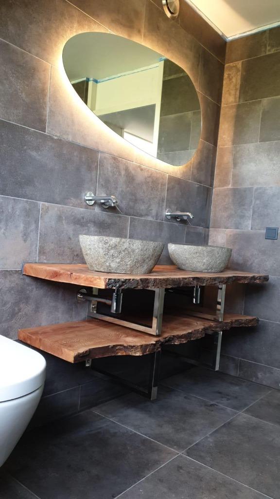 Houten badmeubel | Boomstam badkamermeubels | NP-Woodstyle, Huis en Inrichting, Eikenhout, Vijf personen of meer, Rechthoekig