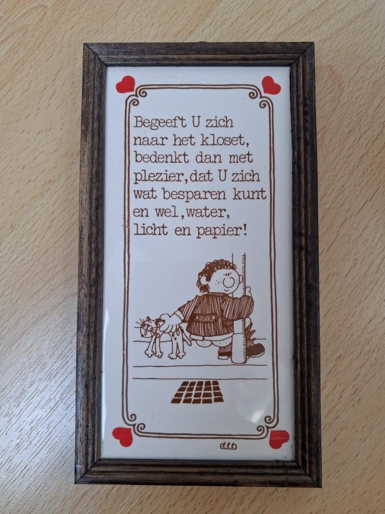 Tegel w.c. met spreuk., Antiek en Kunst, Ophalen of Verzenden