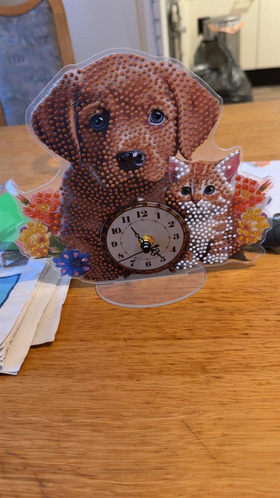 Diamond Painting Klok Hond Kat, Ophalen, Nieuw