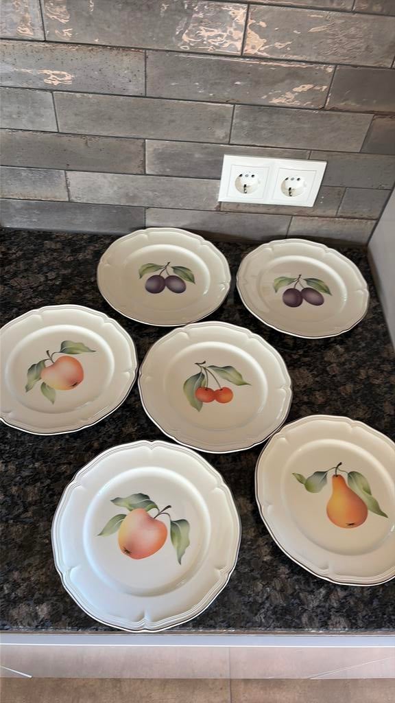 6 bordjes Frutta Villeroy & Boch, Huis en Inrichting, Ophalen of Verzenden, Zo goed als nieuw, Bord(en), Overige stijlen
