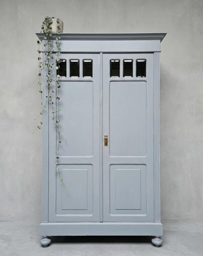 Antieke brocante Art Deco meidenkast vintage linnenkast kast, Ophalen of Verzenden