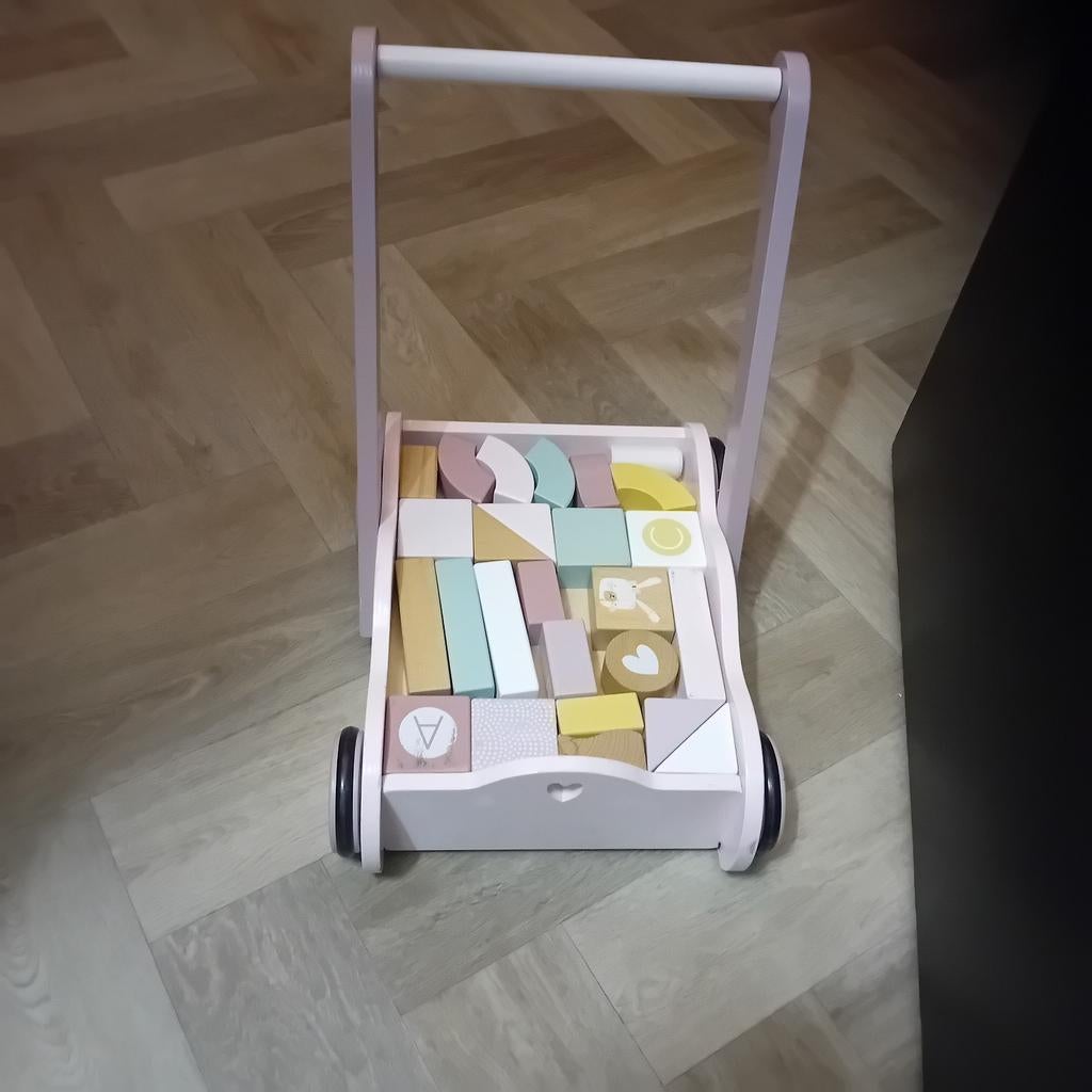 Little Dutch houten loopwagen met blokken, Ophalen of Verzenden