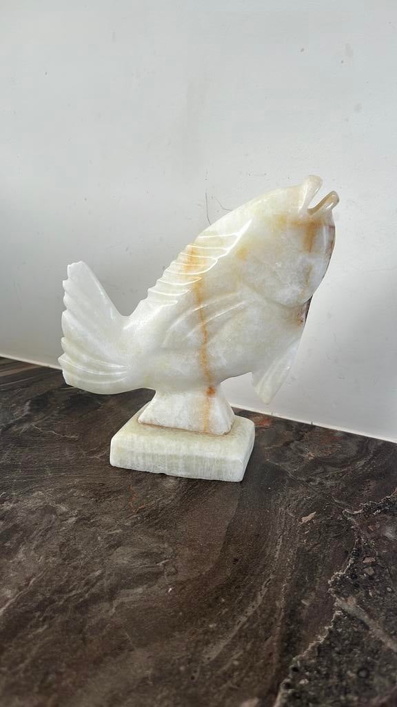 Prachtig handgesneden albasten visbeeld, Ophalen of Verzenden