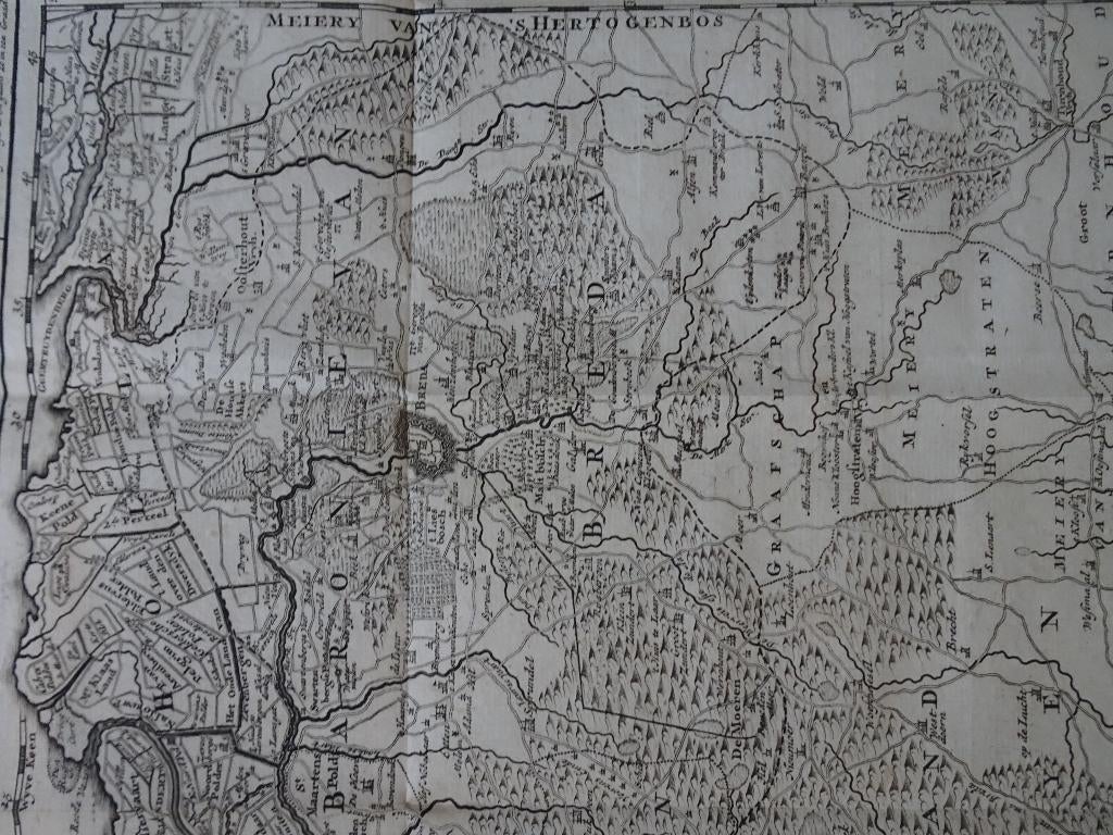 gravure kaart baronie Breda Bergen op Zoom Tirion 1739, Antiek en Kunst, Kunst | Etsen en Gravures, Verzenden, Cartografie, Gravure