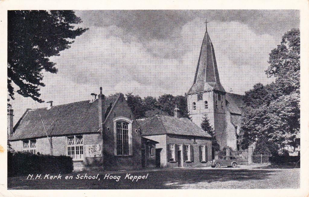 08831 Hoog Keppel - N.H. kerk en School - gel. 1956, Verzenden, 1940 tot 1960, Gelopen, Gelderland