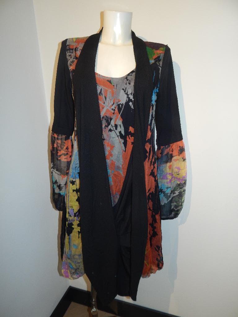 Save the Queen stretch jurk deels bekleed kleurrijk zijde L