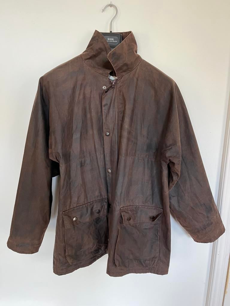 Engelse waxjas, Ophalen of Verzenden, Gedragen, Maat 48/50 (M), Bruin