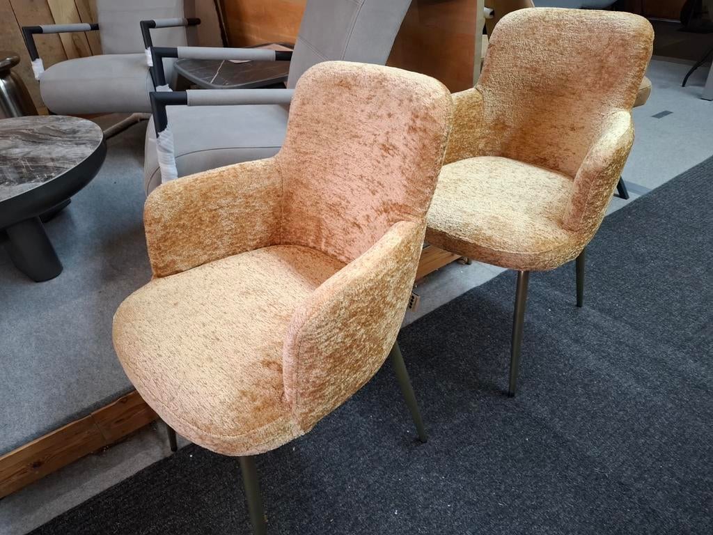 6 Nieuwe Armleuning stoelen, Oker, Coco-Maison, frame goud, Ophalen, Overige kleuren, Nieuw, Stof