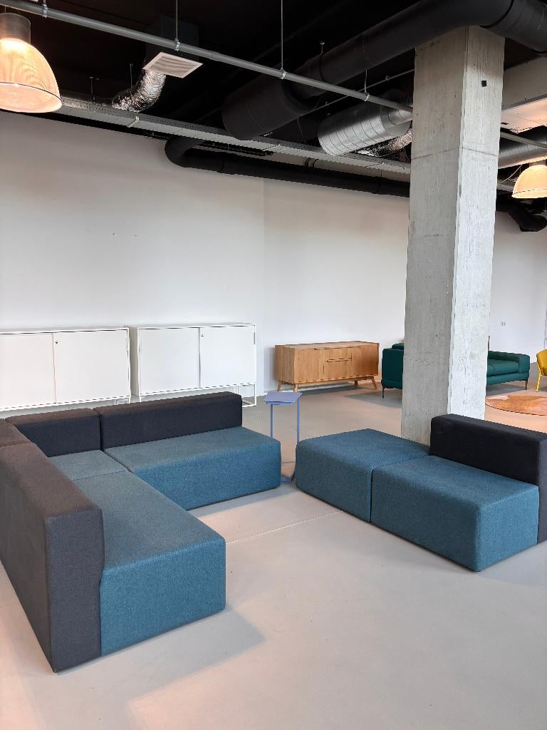 ÖRN Furniture Rubix Modulaire Bank 5-Delig Blauw-Grijs, Ophalen, 250 tot 300 cm, Minder dan 75 cm, Hoekbank