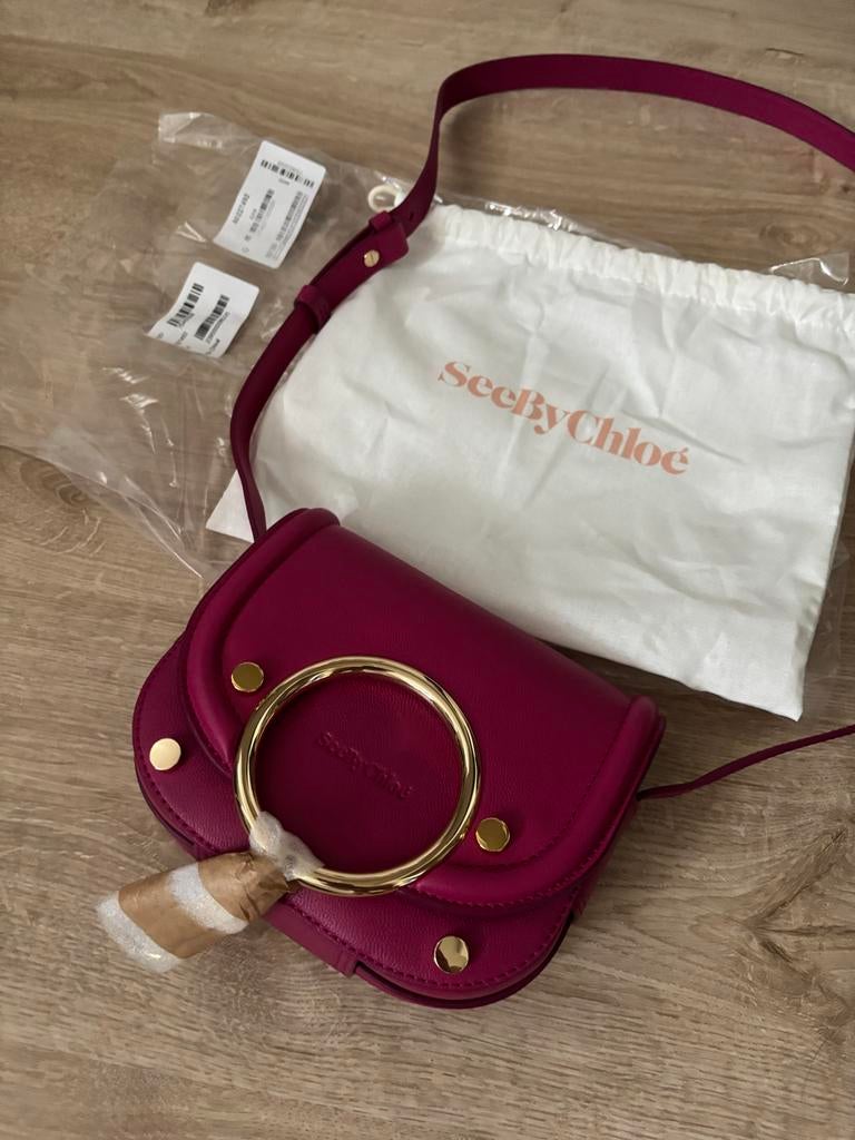 See By Chloé Mara Leren Crossbody Tas Fuchsia Roze Nieuw, Ophalen of Verzenden, Nieuw, Roze, Schoudertasje