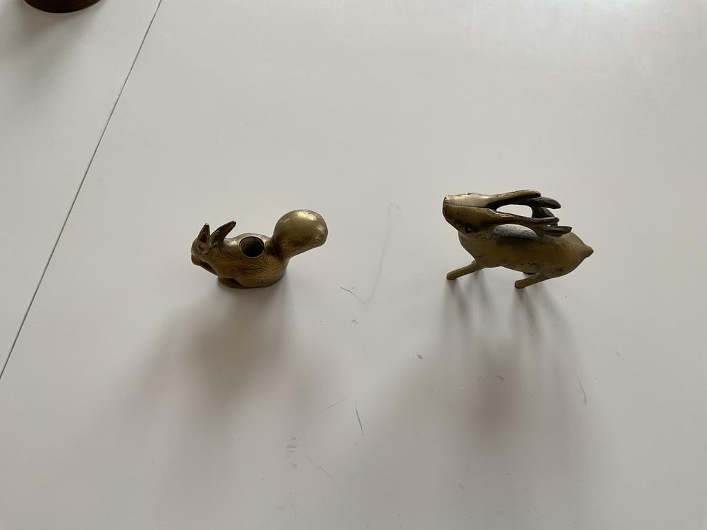 Messing dierfiguren: haas, hert, Ophalen of Verzenden