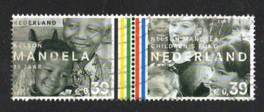 postzegels Nederland 2003 Nelson Mandela paarje, Postzegels en Munten, Ophalen of Verzenden, Na 1940, Gestempeld