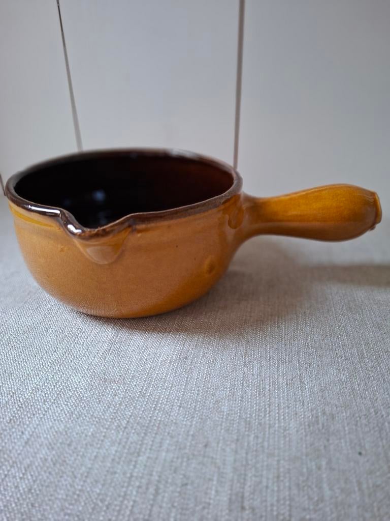 La Bourguignonne steelpan, keramiek, kerriegeel, Ophalen of Verzenden, Gebruikt, Overige materialen