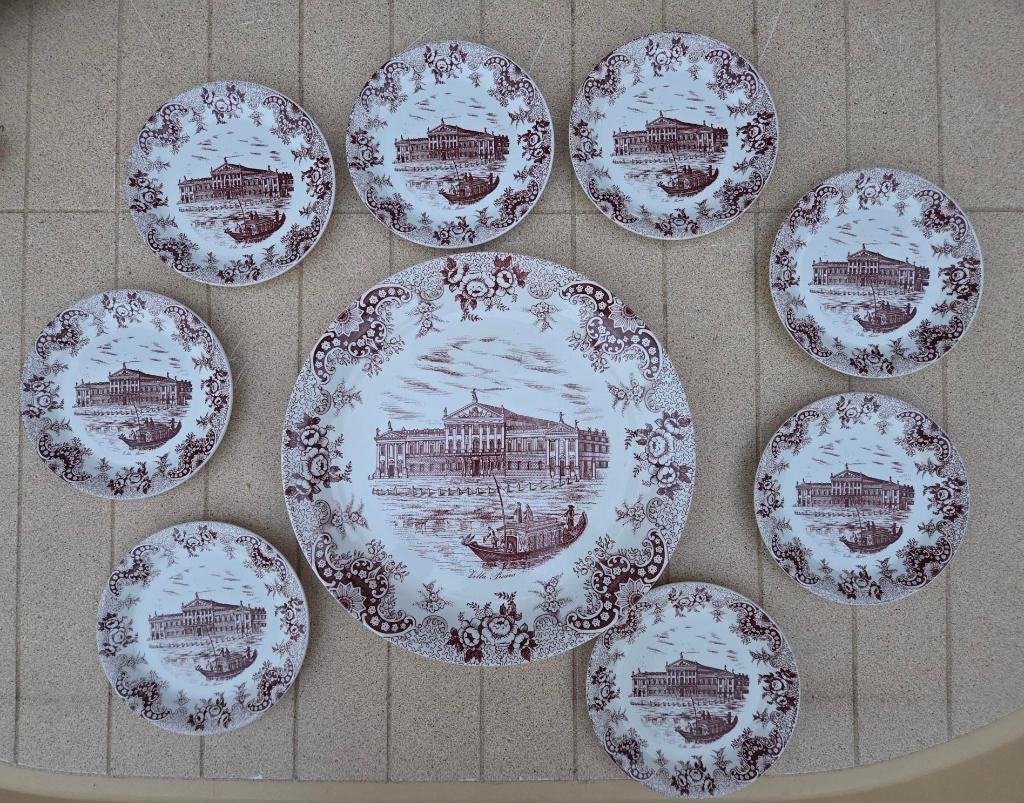 Set (gebaks)bordjes “Venetian Villas” by Nuova Fontebasso, Gebruikt, Ophalen of Verzenden, Bord(en), Overige stijlen