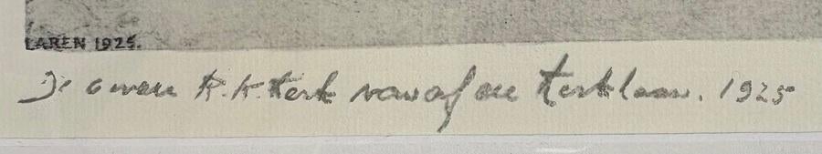 1228. Ets, Toon de Jong – "Oude R.K kerk vanaf de Kerklaan", Ophalen of Verzenden