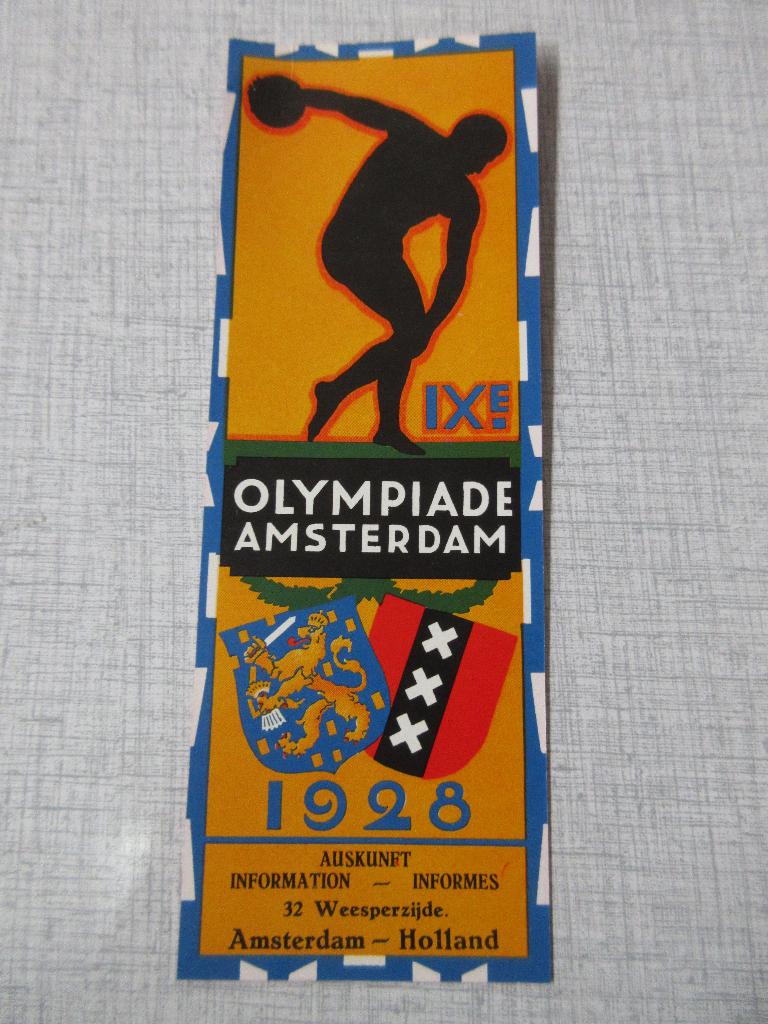 Boekenlegger Olympiade Amsterdam, Ophalen of Verzenden, Gebruikt
