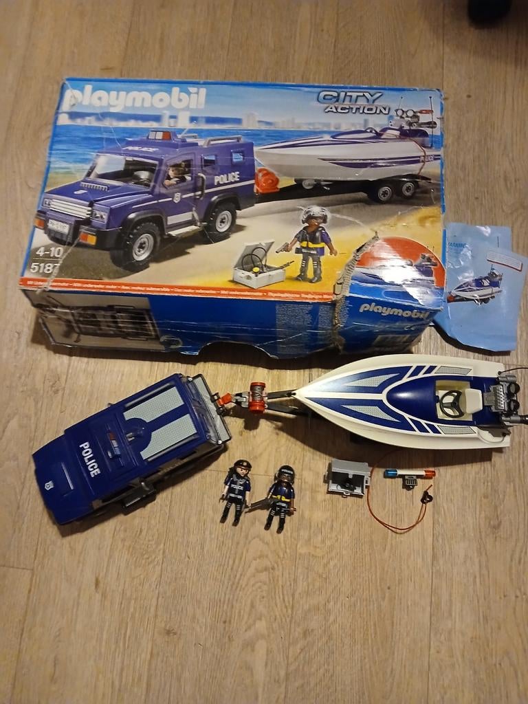Playmobil 5187 City Action Politie Truck met Speedboot, Ophalen of Verzenden, Gebruikt