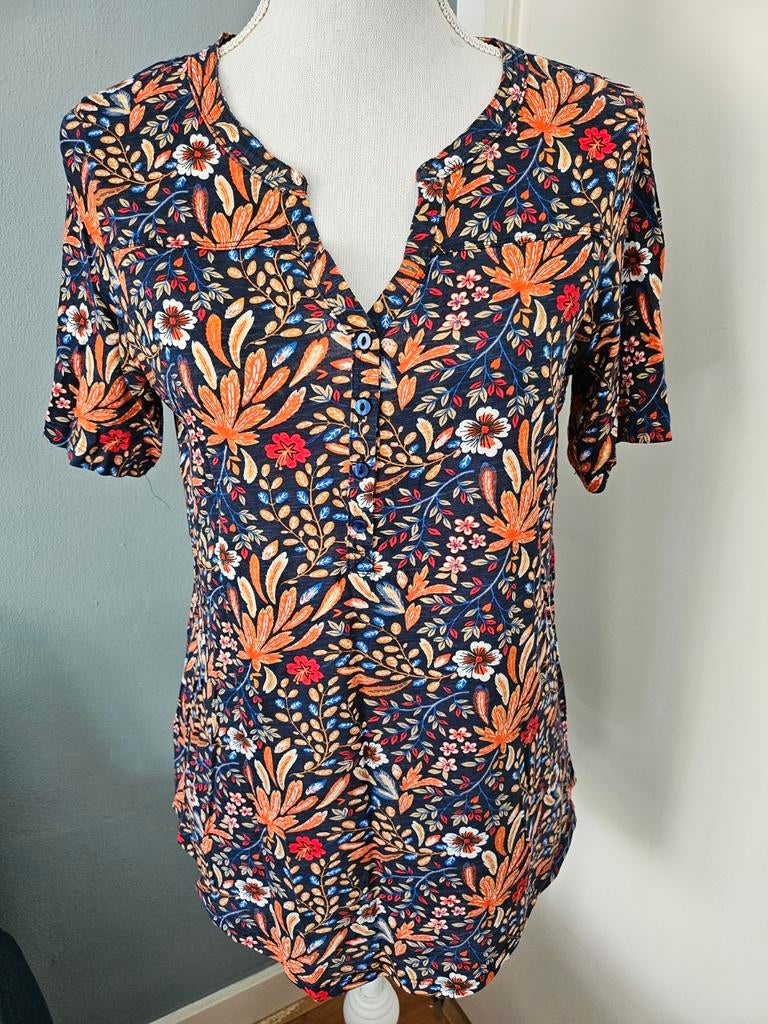 Bloemenprint shirt met korte mouwen, maat M, Maat 38/40 (M), Overige kleuren, Ophalen of Verzenden, Korte mouw