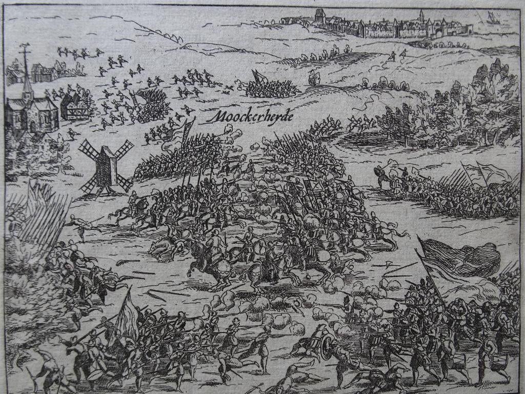 gravure Slag om Mookerheide Mook Limburg Baudartius ca 1612, Verzenden