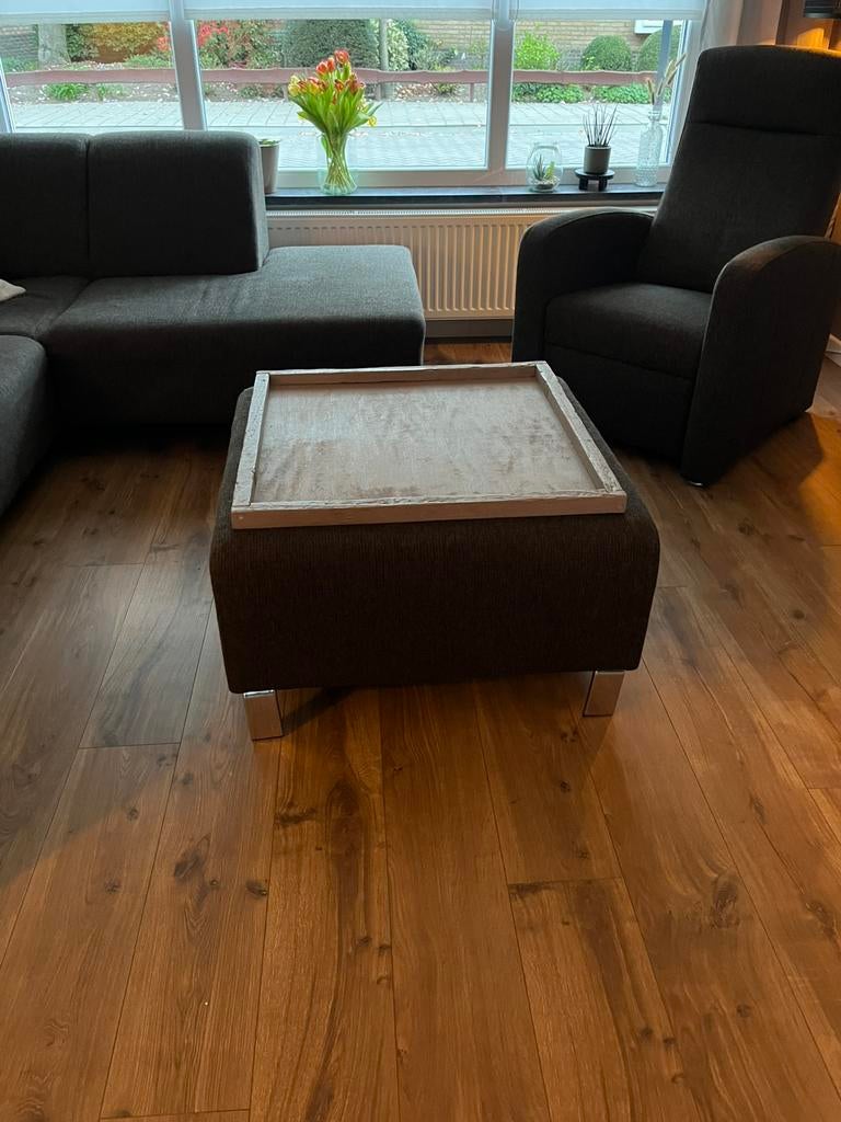 Hocker met houten dienblad, Ophalen, Zo goed als nieuw