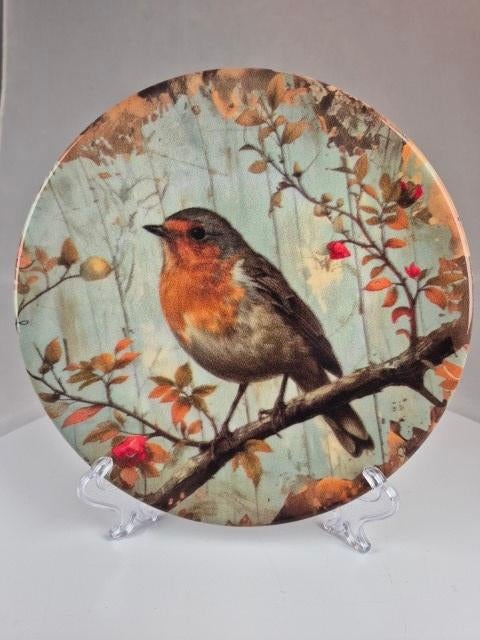 Muurdecoratie Bord met Roodborst keramiek, Meerkleurig, Steen/keramiek, Ophalen of Verzenden, Met ophangsysteem