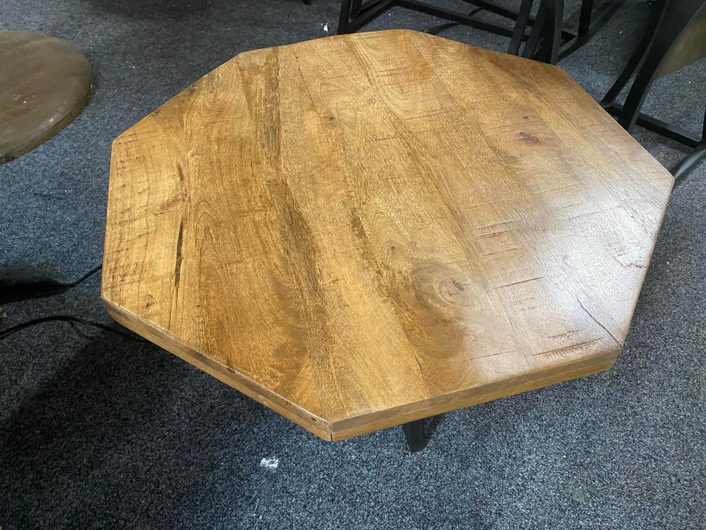 Bijzettafel 8-kant massief mangohout 65cm, Nieuw, 55 tot 75 cm, Overige vormen, Hout