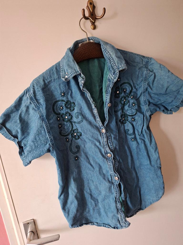 dames blouse, spijkerstof met borduursel, Ophalen, Gedragen, Blauw