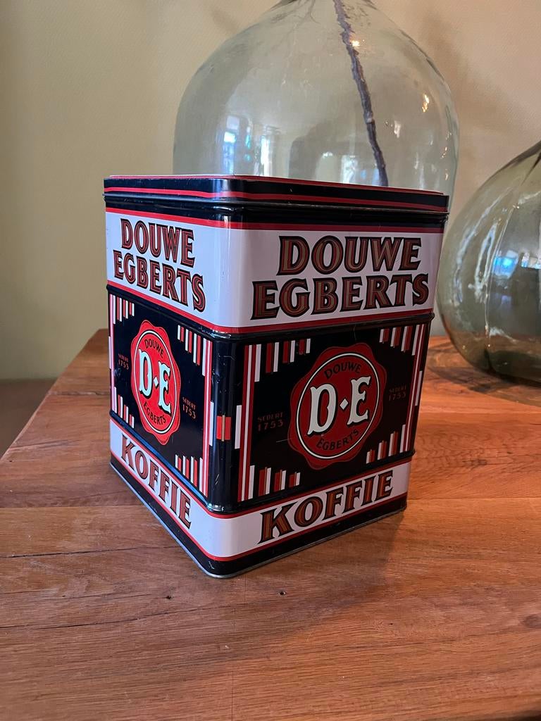Grote Douwe Egberts koffieblik - Vintage DE blik, Verzamelen, Ophalen, Gebruikt, Koffie, Douwe Egberts