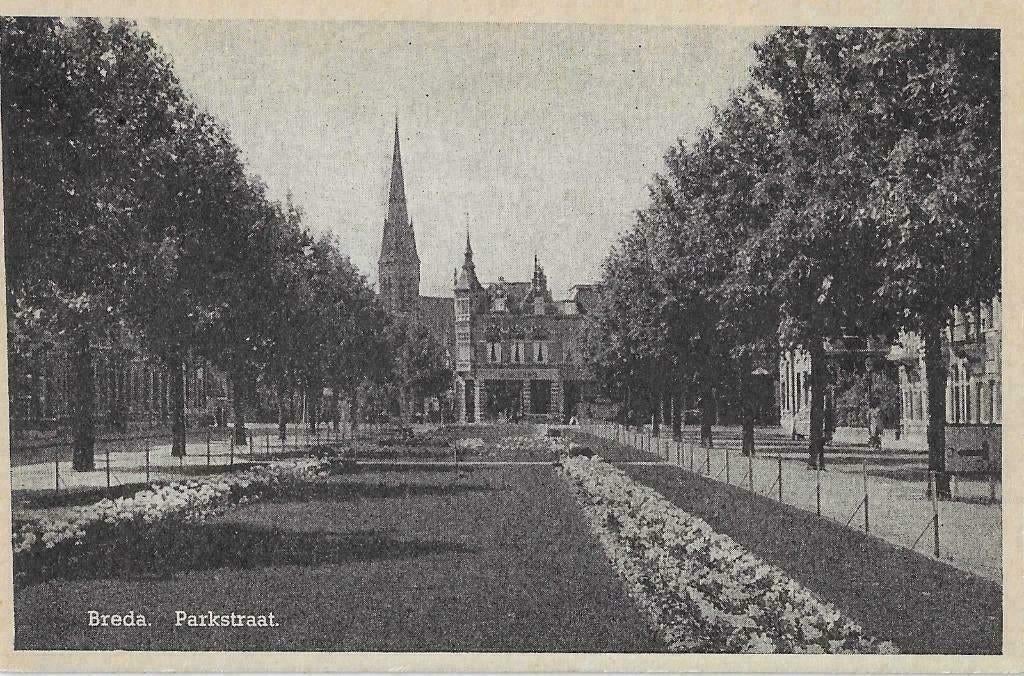 AK Breda - Parkstraat, Verzenden, 1940 tot 1960, Ongelopen, Noord-Brabant