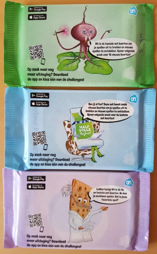 Set Foodstars kaartspellen AH -2 dichte pakjes à 16 kaartjes, Verzamelen, Supermarktacties, Albert Heijn, Ophalen
