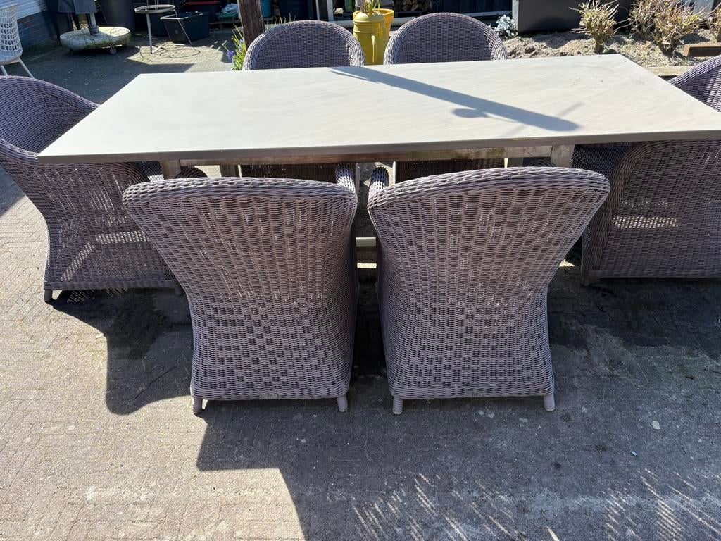 Tuintafel + 6 Manutti stoelen, Ophalen, Gebruikt, Overige materialen