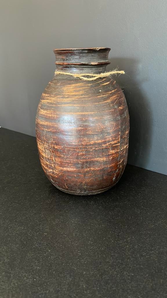 Hoffz houten kruik - Nepal Landelijk sober sleets, Ophalen of Verzenden