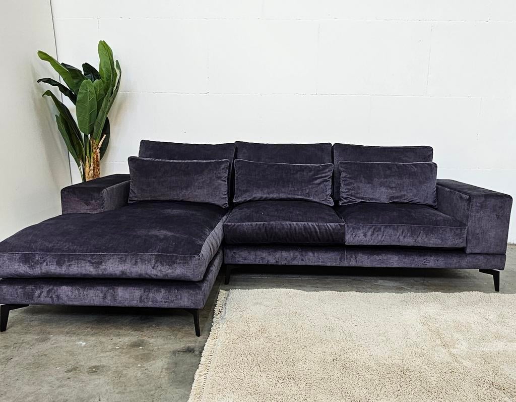 Zeer Luxe Hoekbank Velvet Blauw Nieuwstaat - Piet Klerx, Ophalen of Verzenden, Zo goed als nieuw, Stof, Piet Klerx