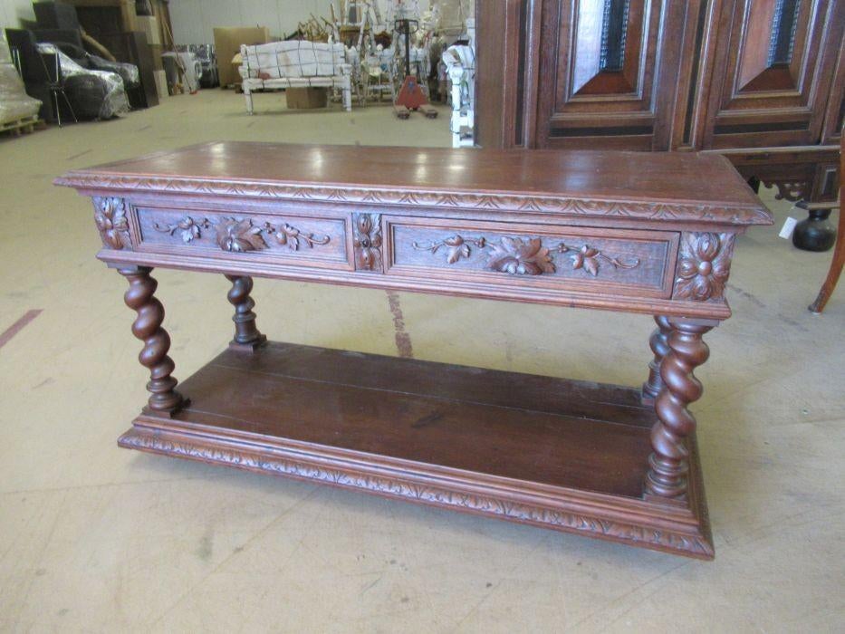 er 10934 antieke 19e eeuwse Franse wandtafel met snijwerk, Antiek en Kunst, Antiek | Meubels | Tafels, Ophalen