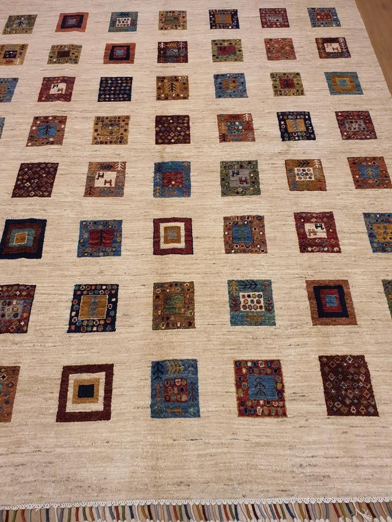 Handgeknoopt oosters tapijt modern design 255x200, Info@SlatsAntiek.nl, Crème, Perzisch, Vof Slats Antiek