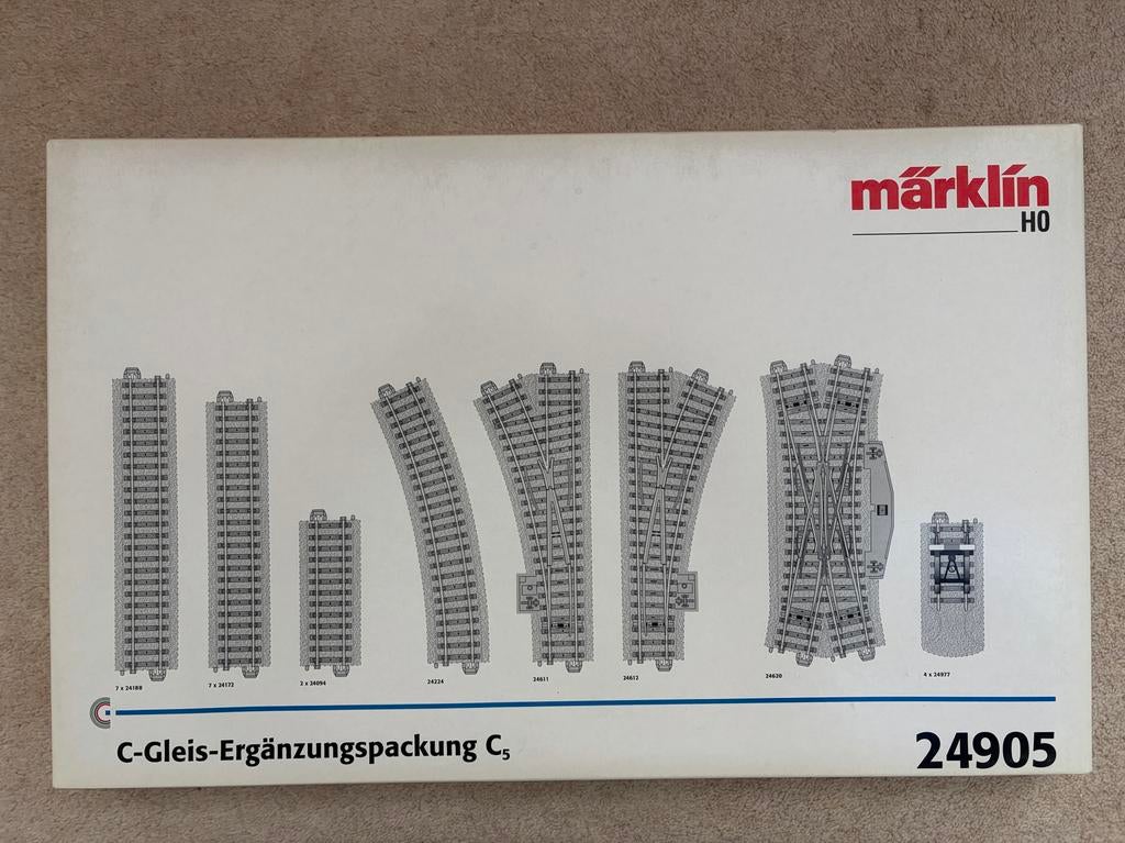 C5 Märklin C-Spoor Uitbreidingsset 24905 H0  + Weichenlatern, Ophalen, Wisselstroom, Rails, Zo goed als nieuw