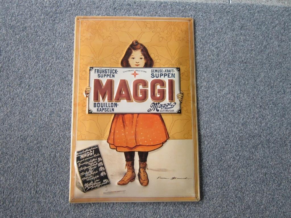 MAGGI BLIKKEN RECLAMEBORDEN, Ophalen, Zo goed als nieuw, Reclamebord