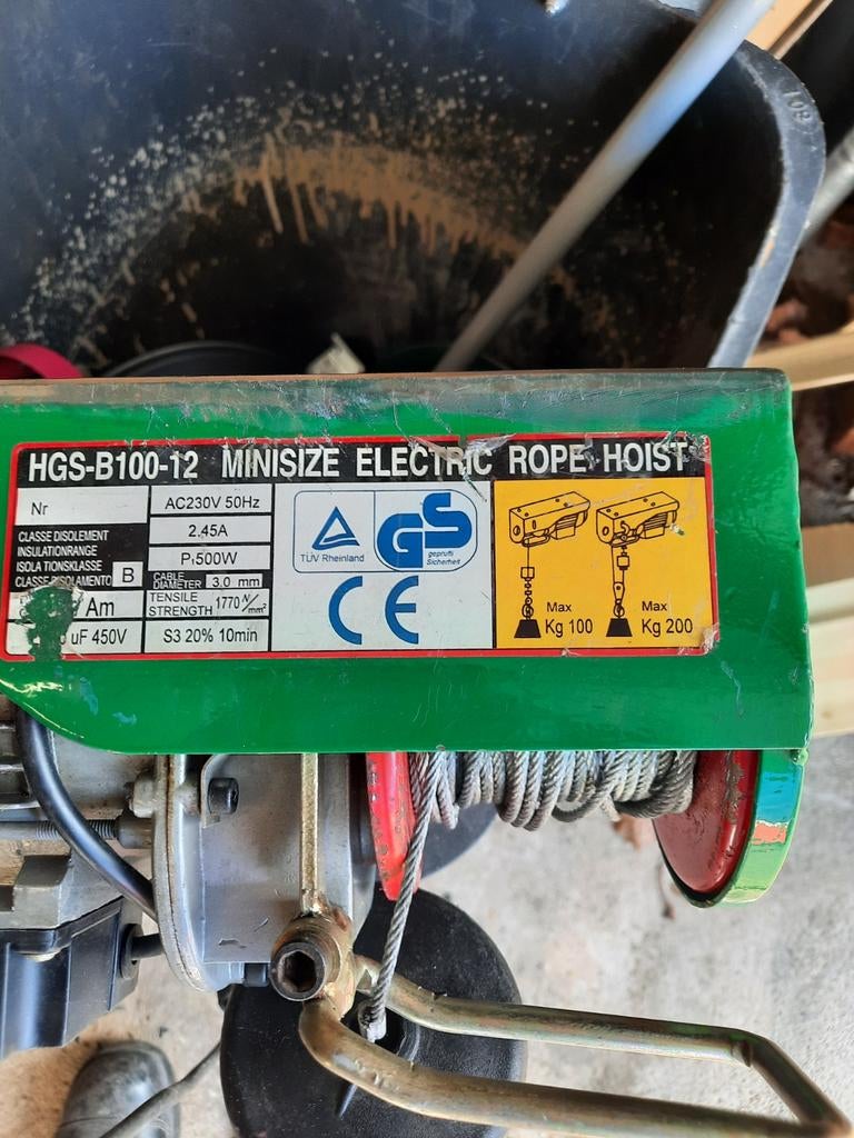 Elektrische Takel HGS-B100-12 - Max 200kg, Ophalen of Verzenden