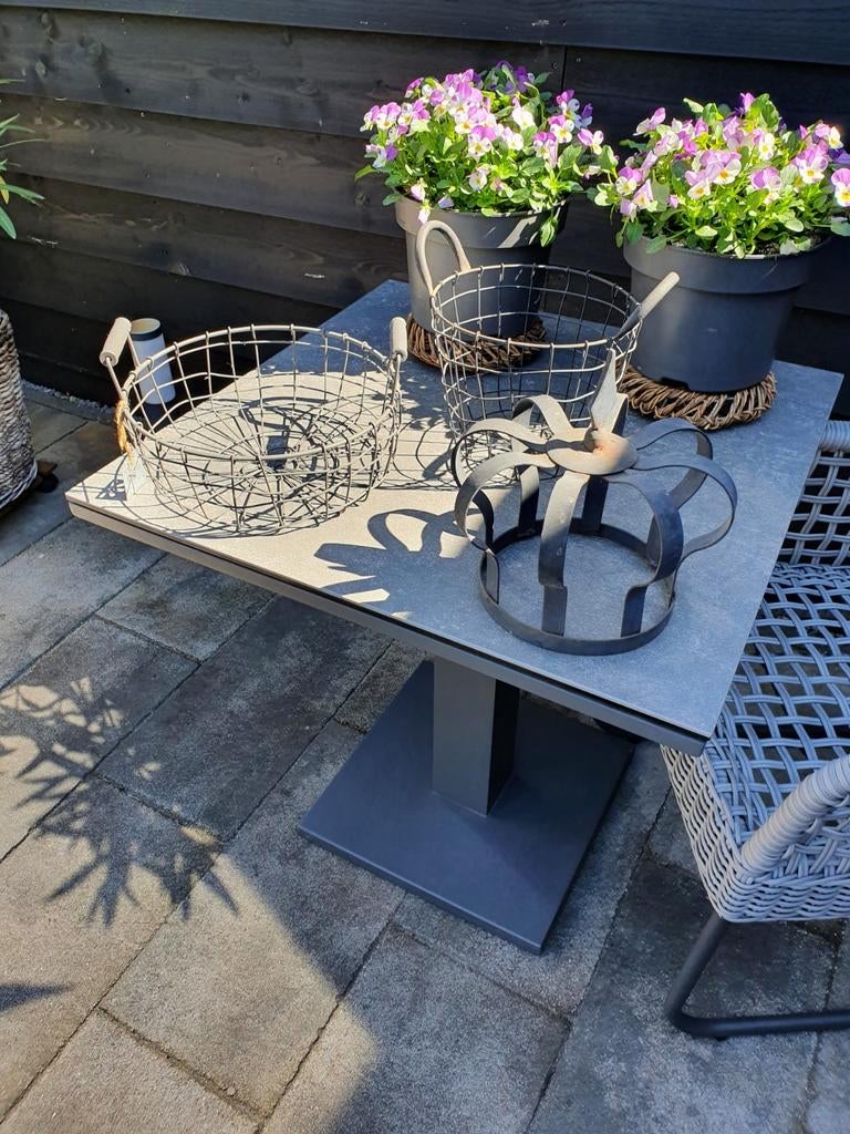 Gietijzeren kroon en 2 draadmanden stoer sober, Ophalen, Overige materialen, Gebruikt, Mand