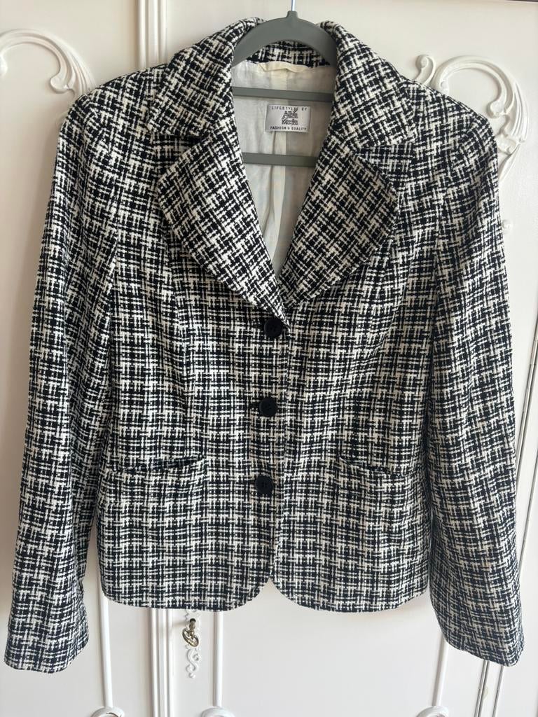 Nieuw zwart wit tweed jasje AlbaModa maat 36, Overige kleuren, Nieuw, Ophalen of Verzenden, Jasje
