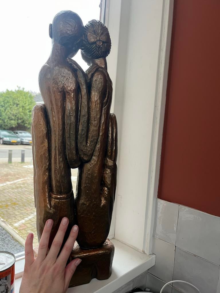 Mooi bronzen beeld van twee figuren, kunstenaar onbekend, Ophalen, Groep mensen, Brons, 20 - 50 cm