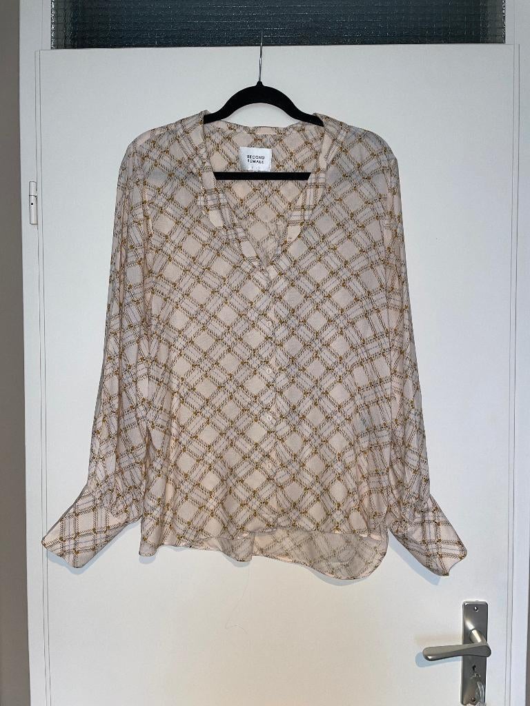 SECOND FEMALE dames overhemd blouse top mt L, Kleding | Dames, Second Female, Beige, Maat 42/44 (L), Ophalen of Verzenden