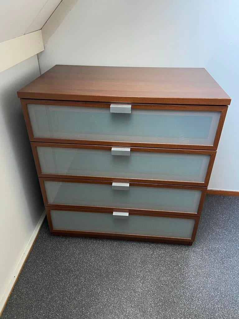 Ladenkast Ikea met 4 laden - met melkglas, Ophalen, Gebruikt, 50 tot 100 cm, 3 of 4 laden