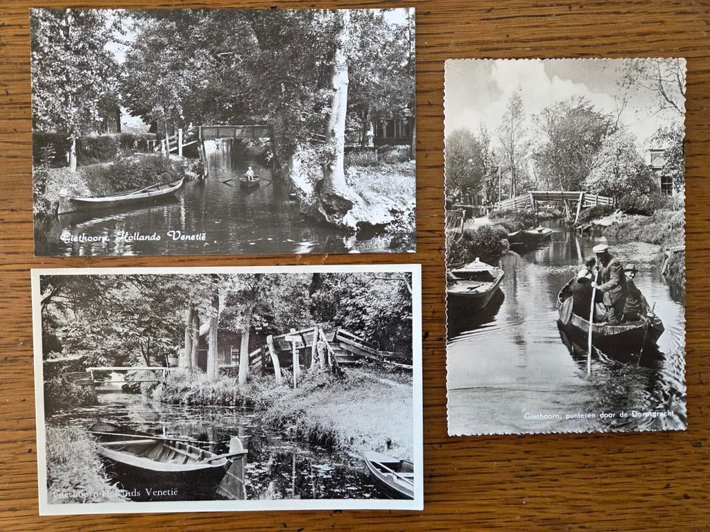 Giethoorn, 3 ansichtkaarten, 1960, Ophalen of Verzenden, 1960 tot 1980, Overijssel