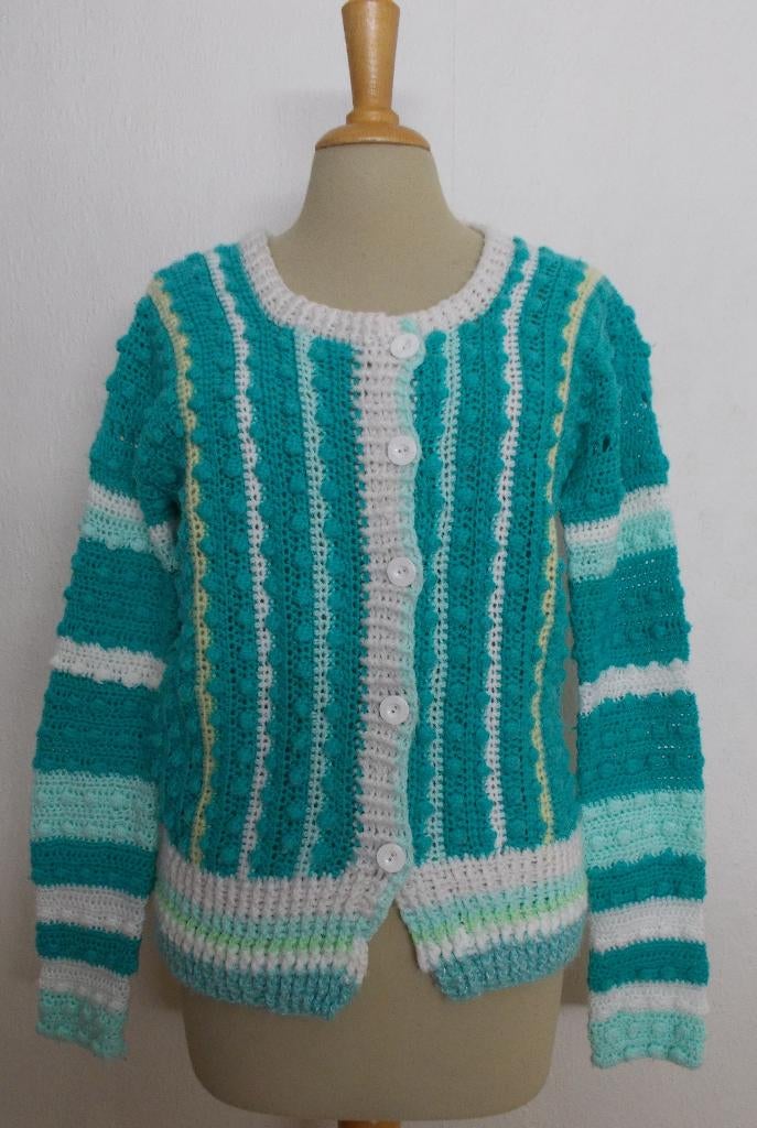 Handgemaakt leuk groen gebreid vest! L, Kleding | Dames, Truien en Vesten, Verzenden, Zo goed als nieuw, Maat 42/44 (L), Groen