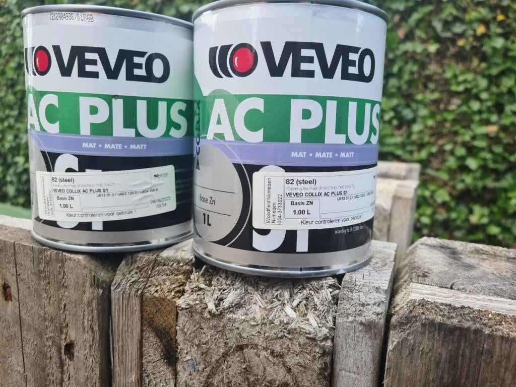 2 blik veveo collix ac plus,painting the Past nr 82(steel), Doe-het-zelf en Verbouw, Verf, Beits en Lak, Overige kleuren, Nieuw