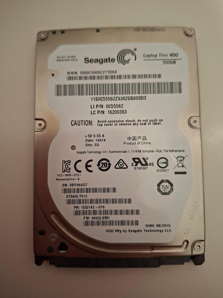 500GB seagate Harddisk laptop, Intern, Ophalen of Verzenden, Zo goed als nieuw, Seagate